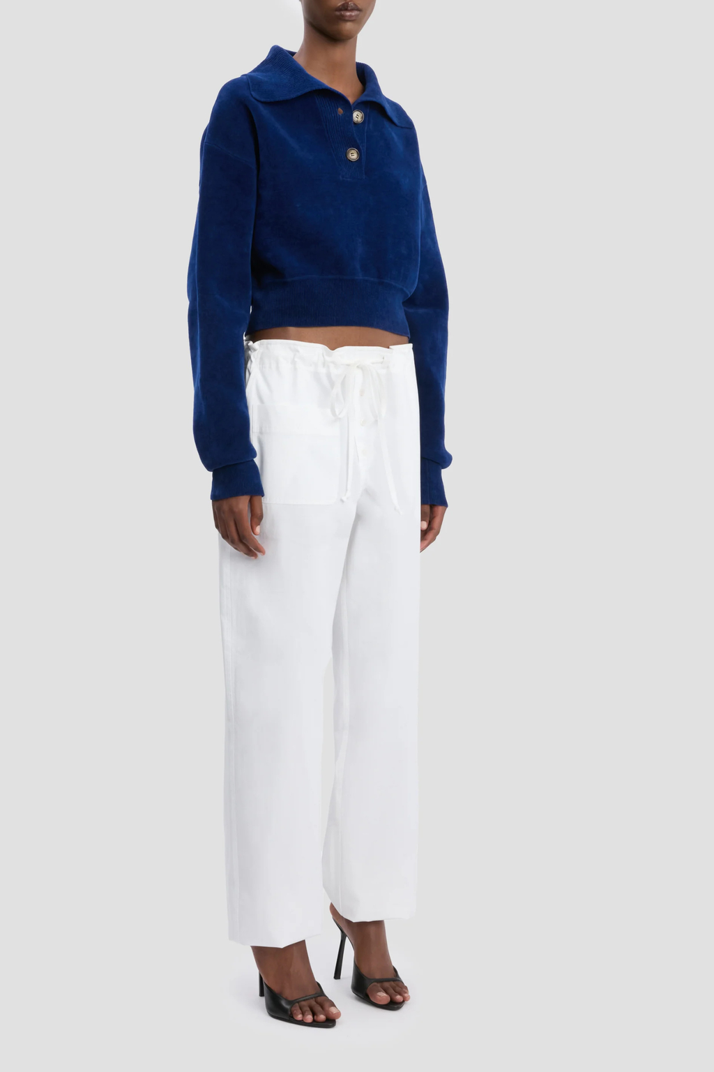 Victoria Beckham Collared Cropped Top - Bright Navy