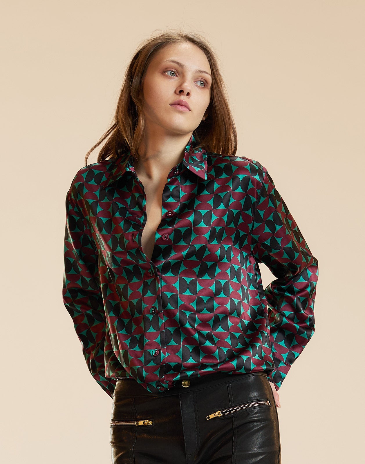 Cynthia Rowley Collectible Silk Shirt - Burgundy