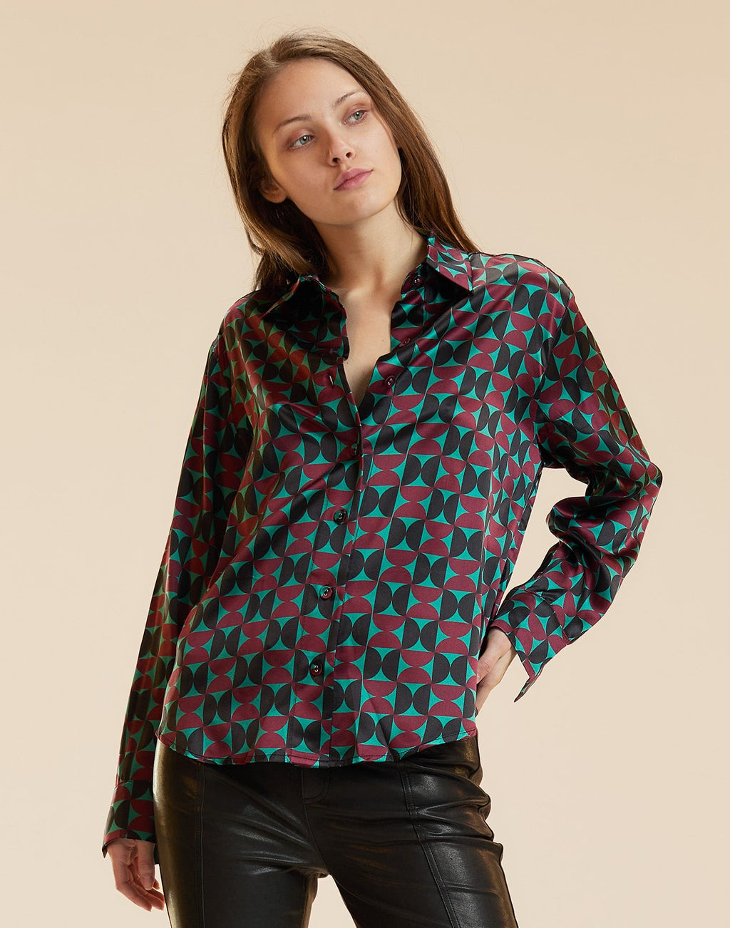 Cynthia Rowley Collectible Silk Shirt - Burgundy