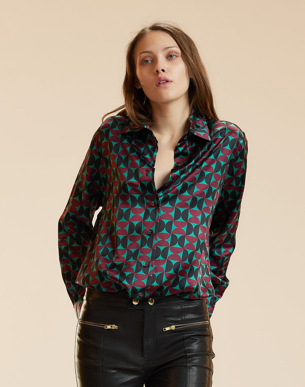 Cynthia Rowley Collectible Silk Shirt - Burgundy