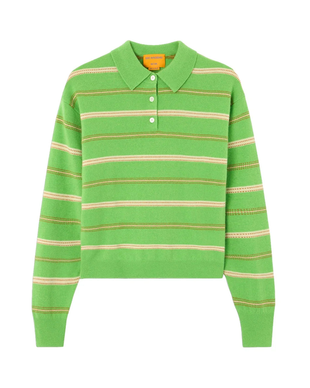 Guest in Residence Collegiate Stripe Polo Sweater - Matcha Point Combo