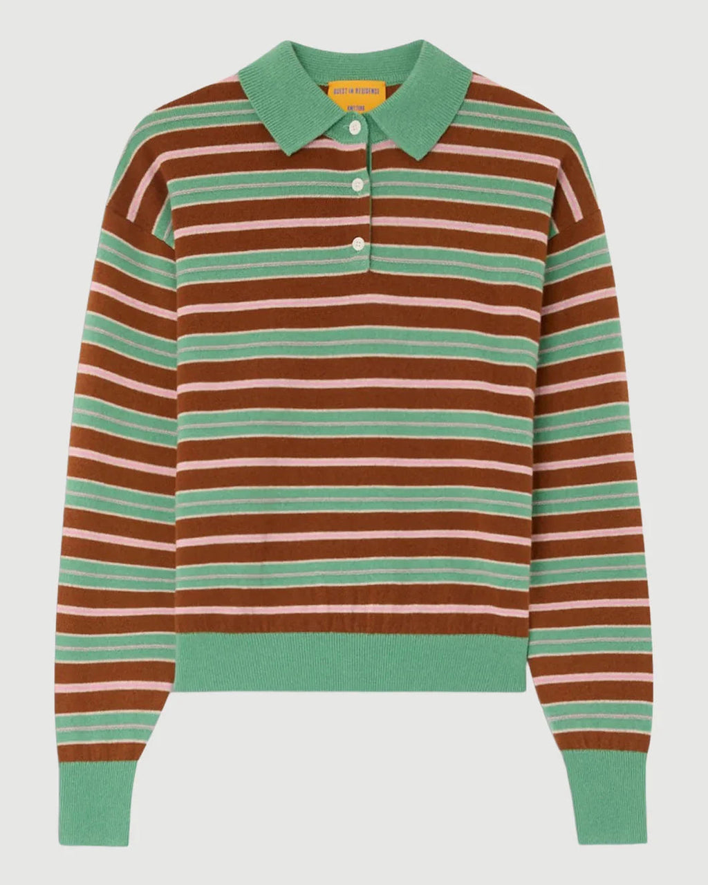 Guest in Residence Collegiate Stripe Polo Highland Combo - Green