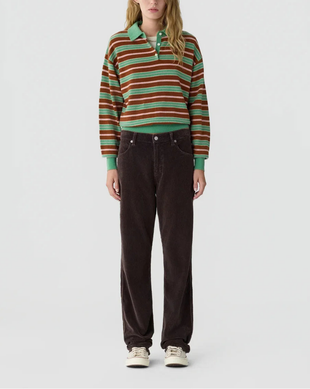 Guest in Residence Collegiate Stripe Polo Highland Combo - Green