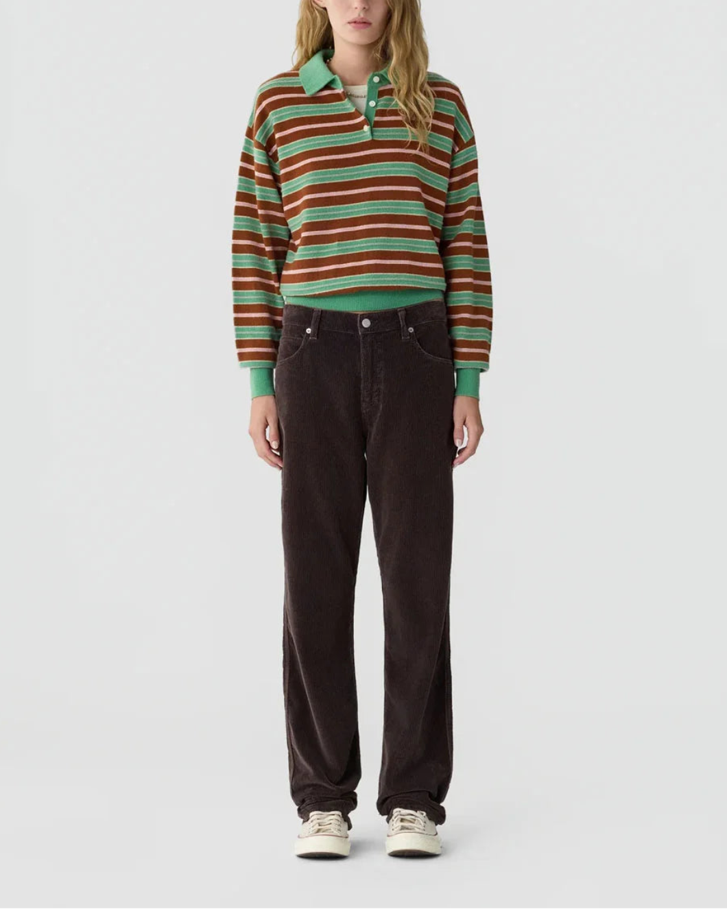 Guest in Residence Collegiate Stripe Polo Highland Combo - Green