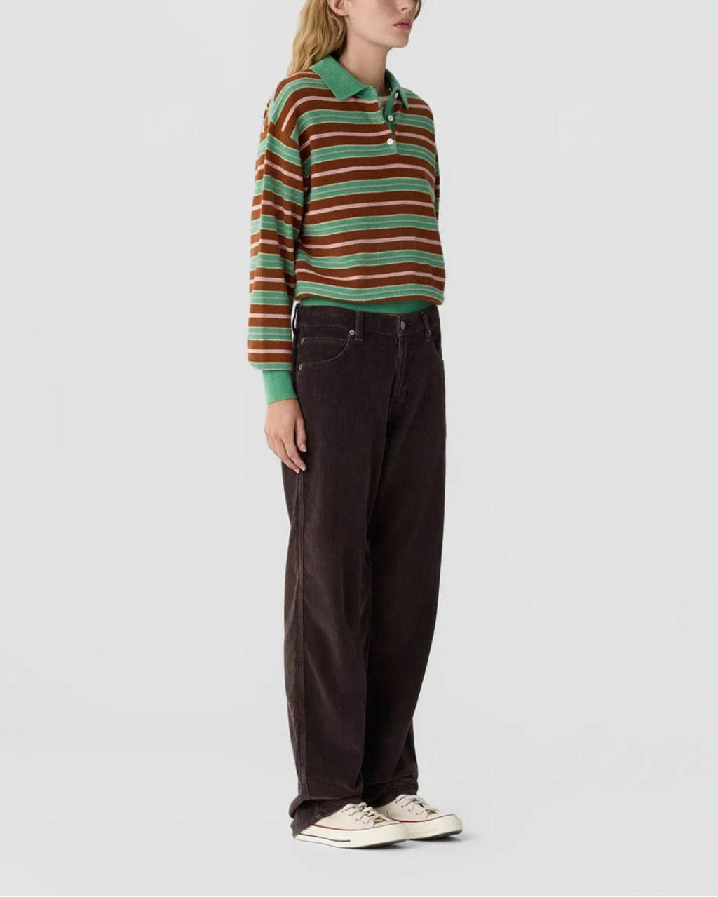 Guest in Residence Collegiate Stripe Polo Highland Combo - Green