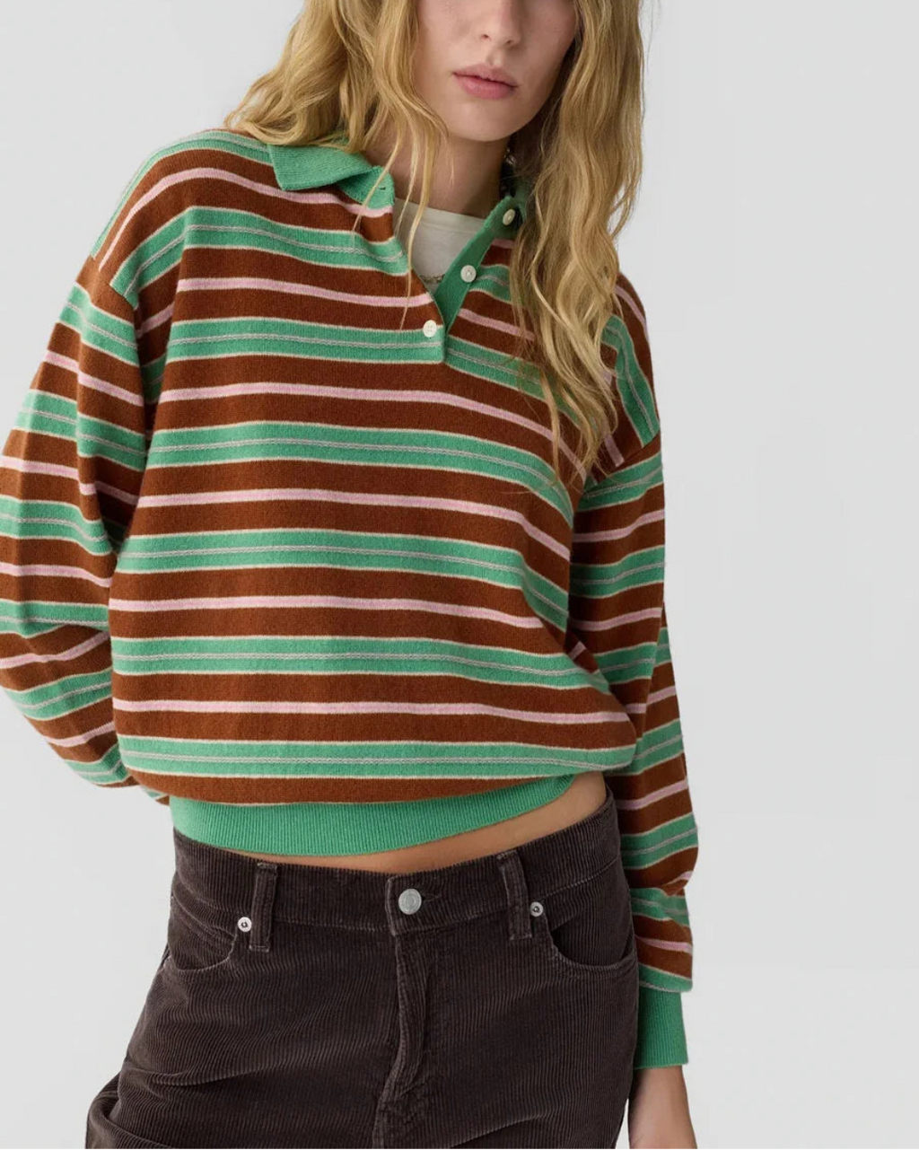 Guest in Residence Collegiate Stripe Polo Highland Combo - Green