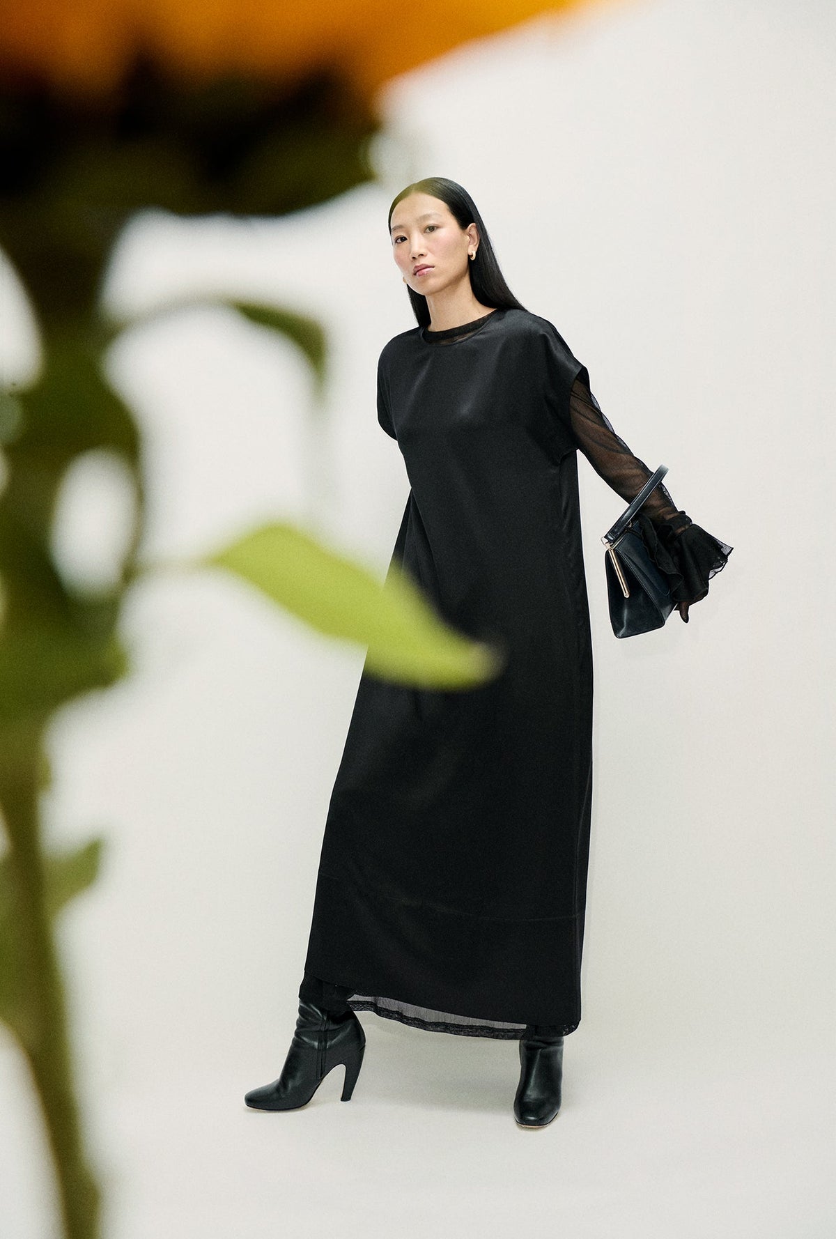 Silk Laundry Column Dress - Black