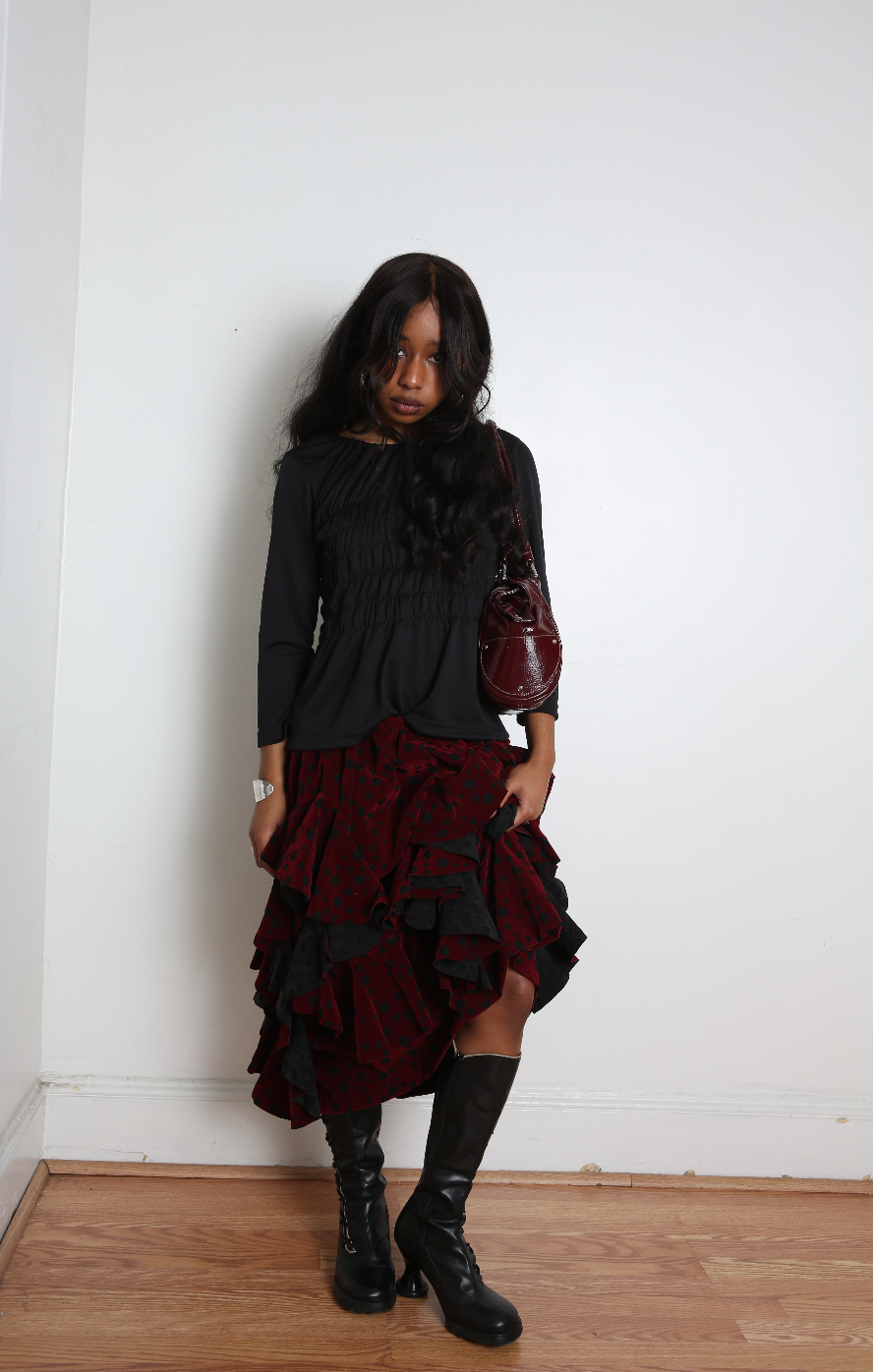 Comme des Garçons Skirt - Black/Burgundy