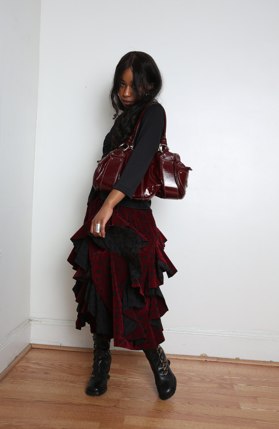 Comme des Garçons Skirt - Black/Burgundy