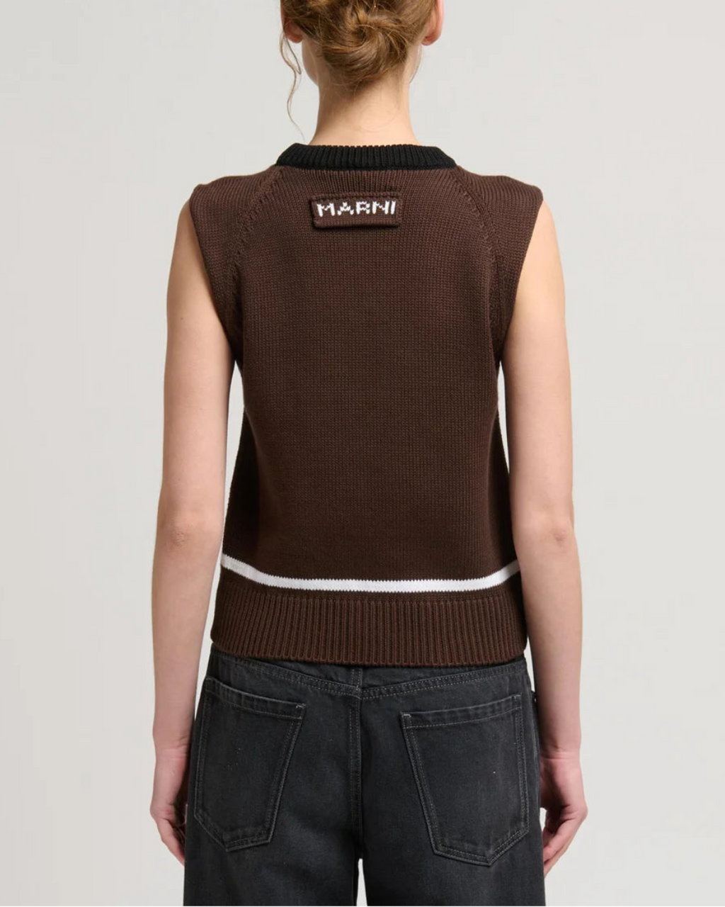Marni Compact Cotton Sleeveless Crewneck Top - Brown
