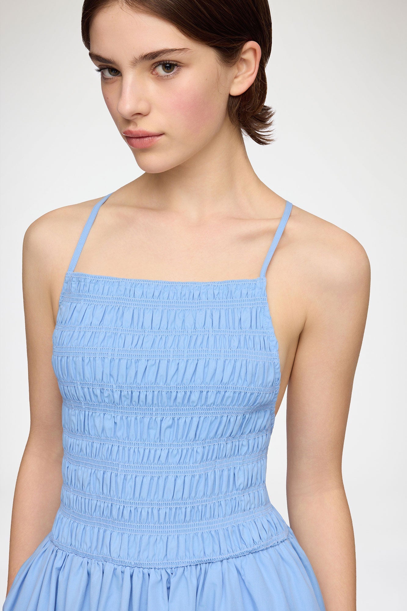 Ganni Compact Poplin Long Smocked Dress