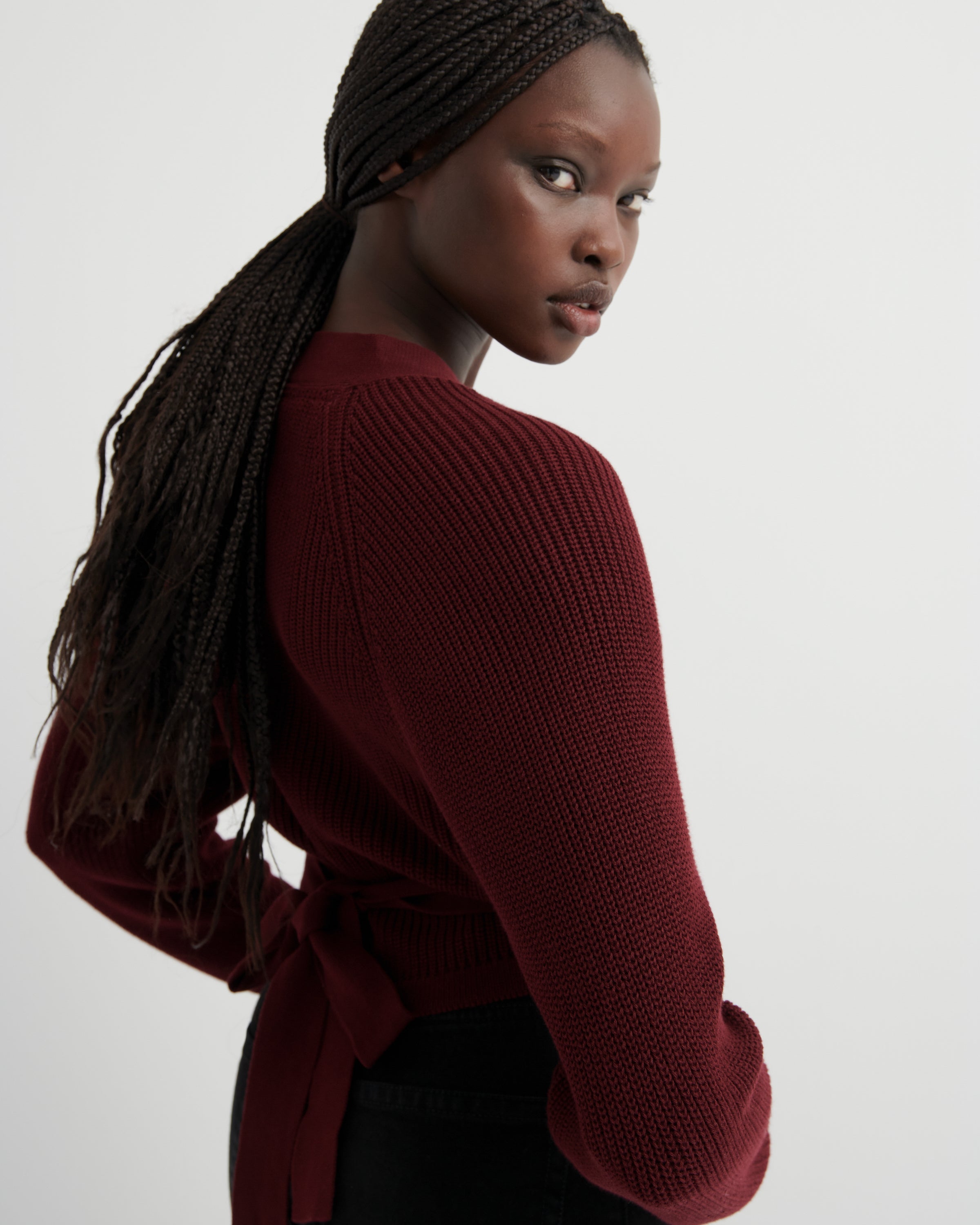 Kowtow Composure Cardigan - Maroon