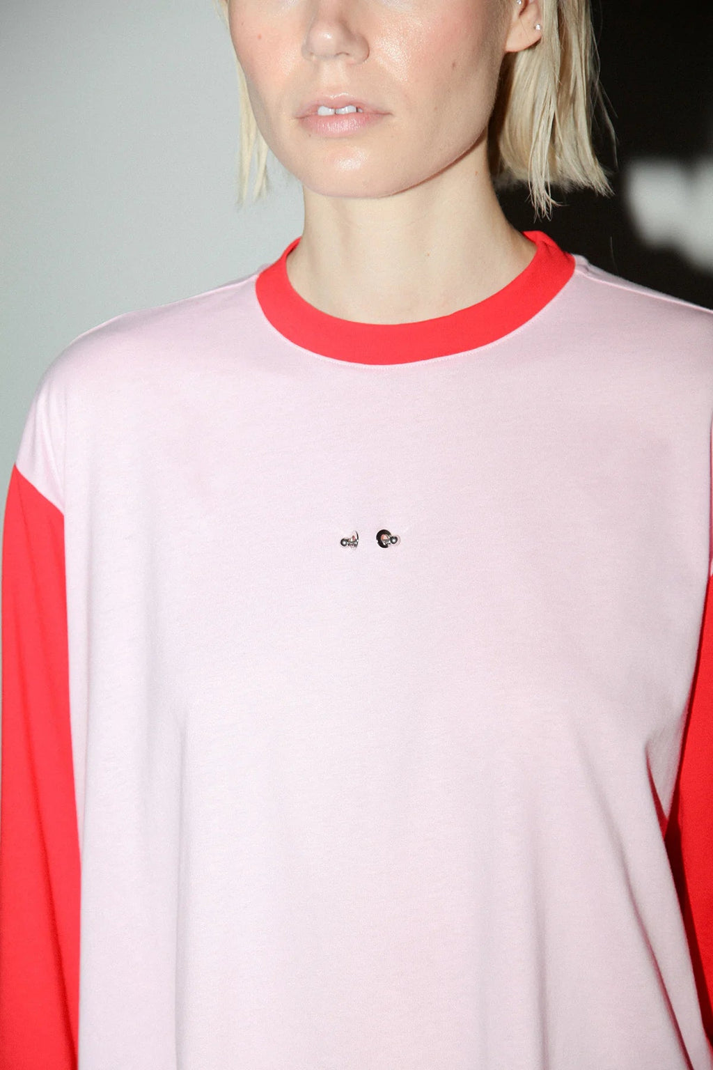 KkCo Contrast Long Sleeve Box Tee - Pink & Red