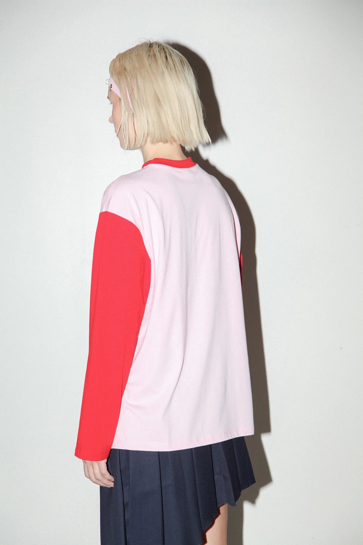 KkCo Contrast Long Sleeve Box Tee - Pink & Red