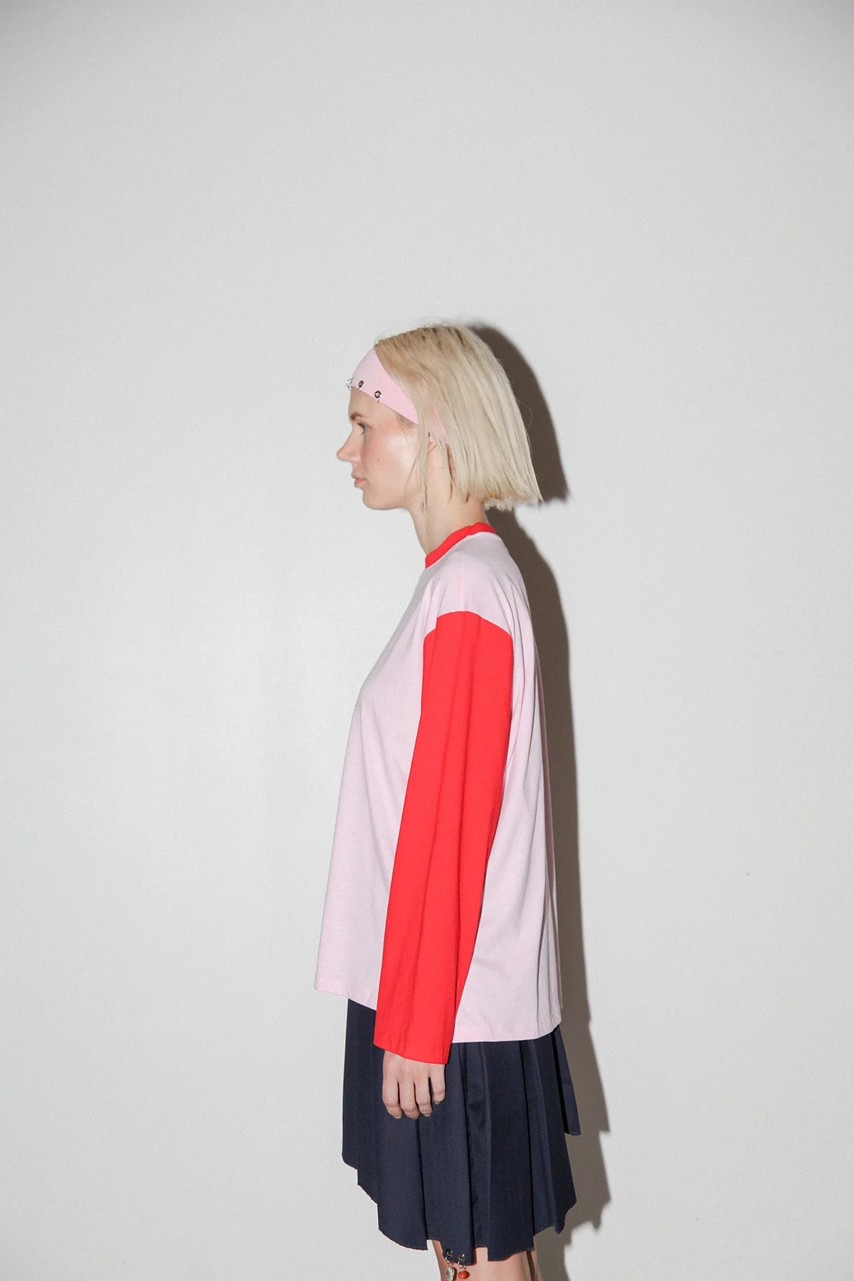 KkCo Contrast Long Sleeve Box Tee - Pink & Red