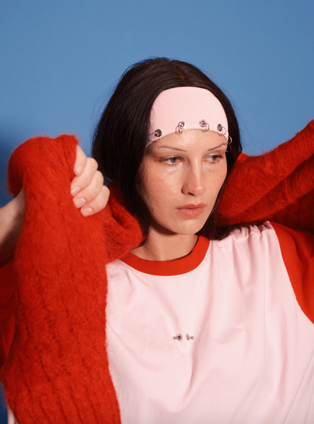 KkCo Contrast Long Sleeve Box Tee - Pink & Red