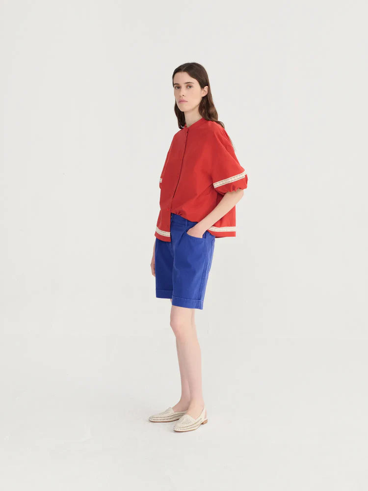 Bobo Choses Contrast Trim Puff Sleeve Shirt