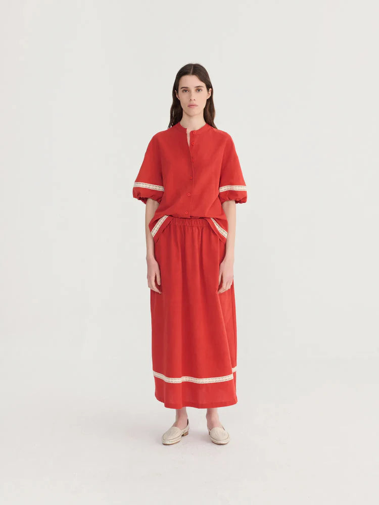 Bobo Choses Contrast Trim Puff Sleeve Shirt