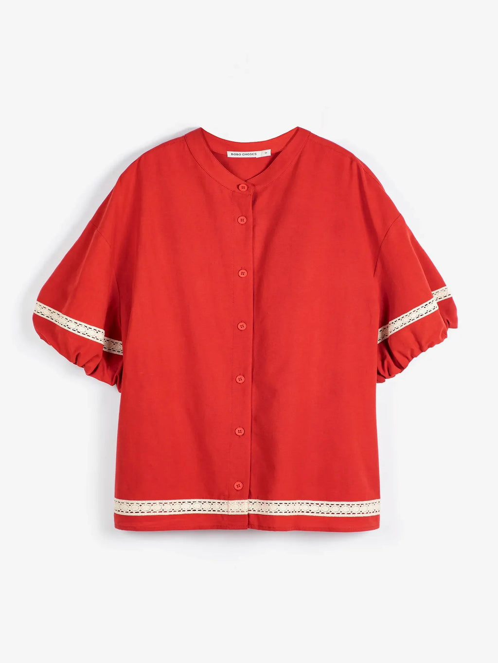 Bobo Choses Contrast Trim Puff Sleeve Shirt