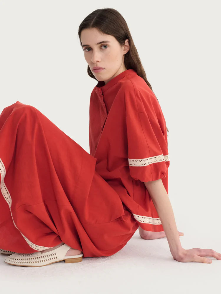 Bobo Choses Contrast Trim Puff Sleeve Shirt