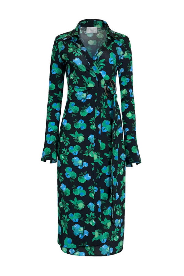 Coperni C-Logo Print Wrap Blouse Dress - Print Blue Apples