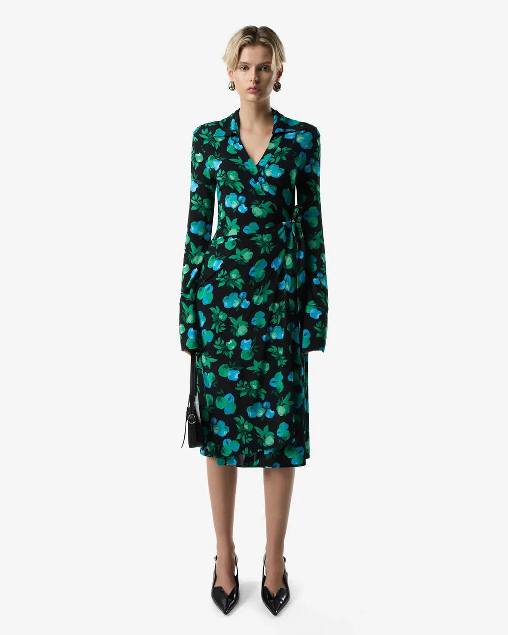 Coperni C-Logo Print Wrap Blouse Dress - Print Blue Apples