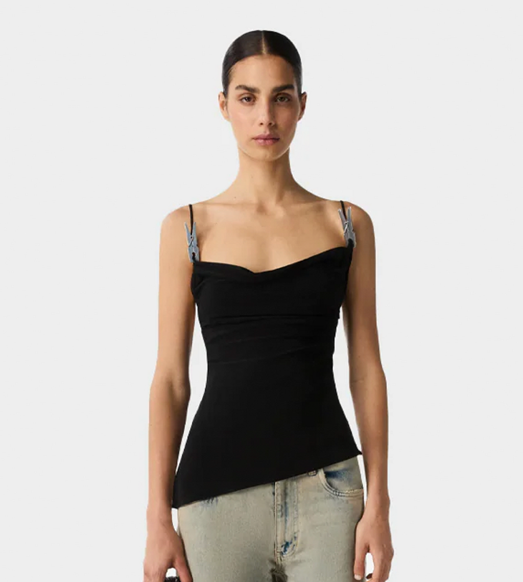 Coperni Draped Washing Clip Gala Top - Black
