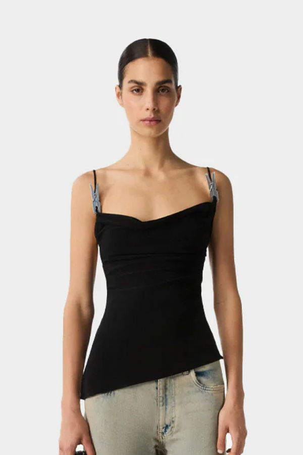 Coperni Draped Washing Clip Gala Top - Black