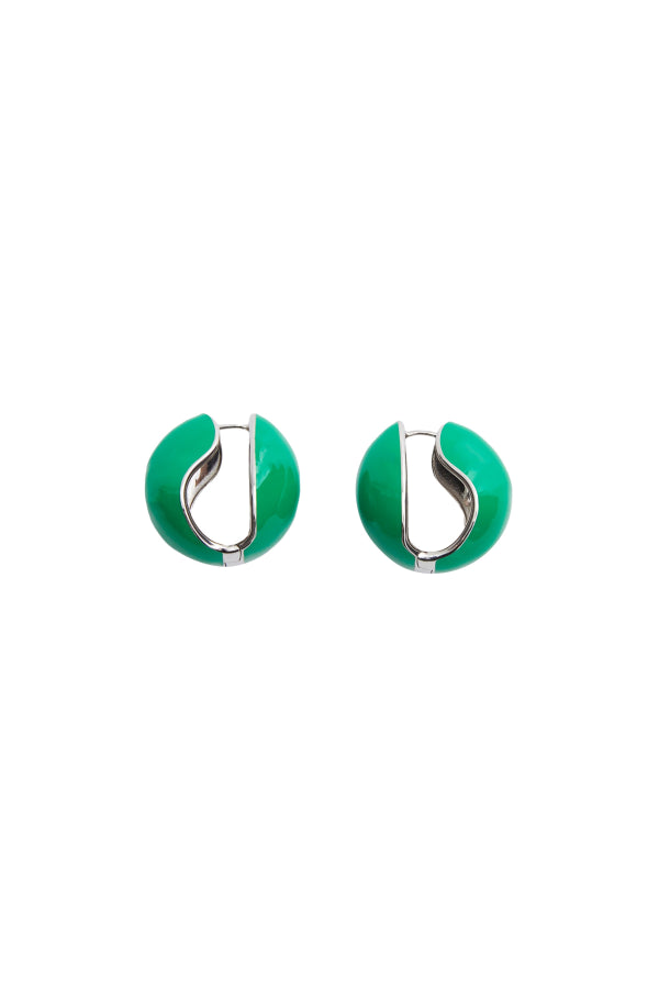 Coperni Lacquered Logo Earrings - Green