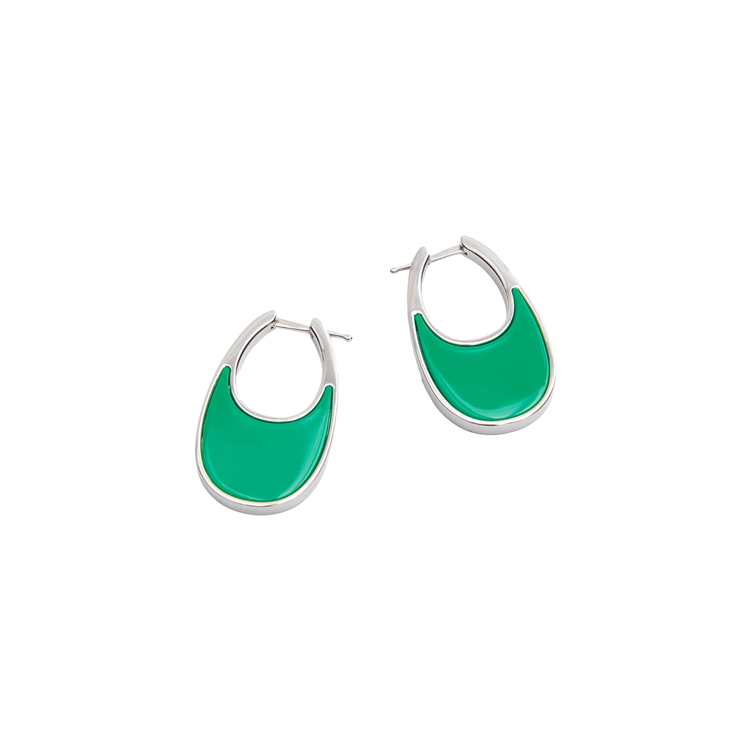 Coperni Lacquered Medium Swipe Earring - Green