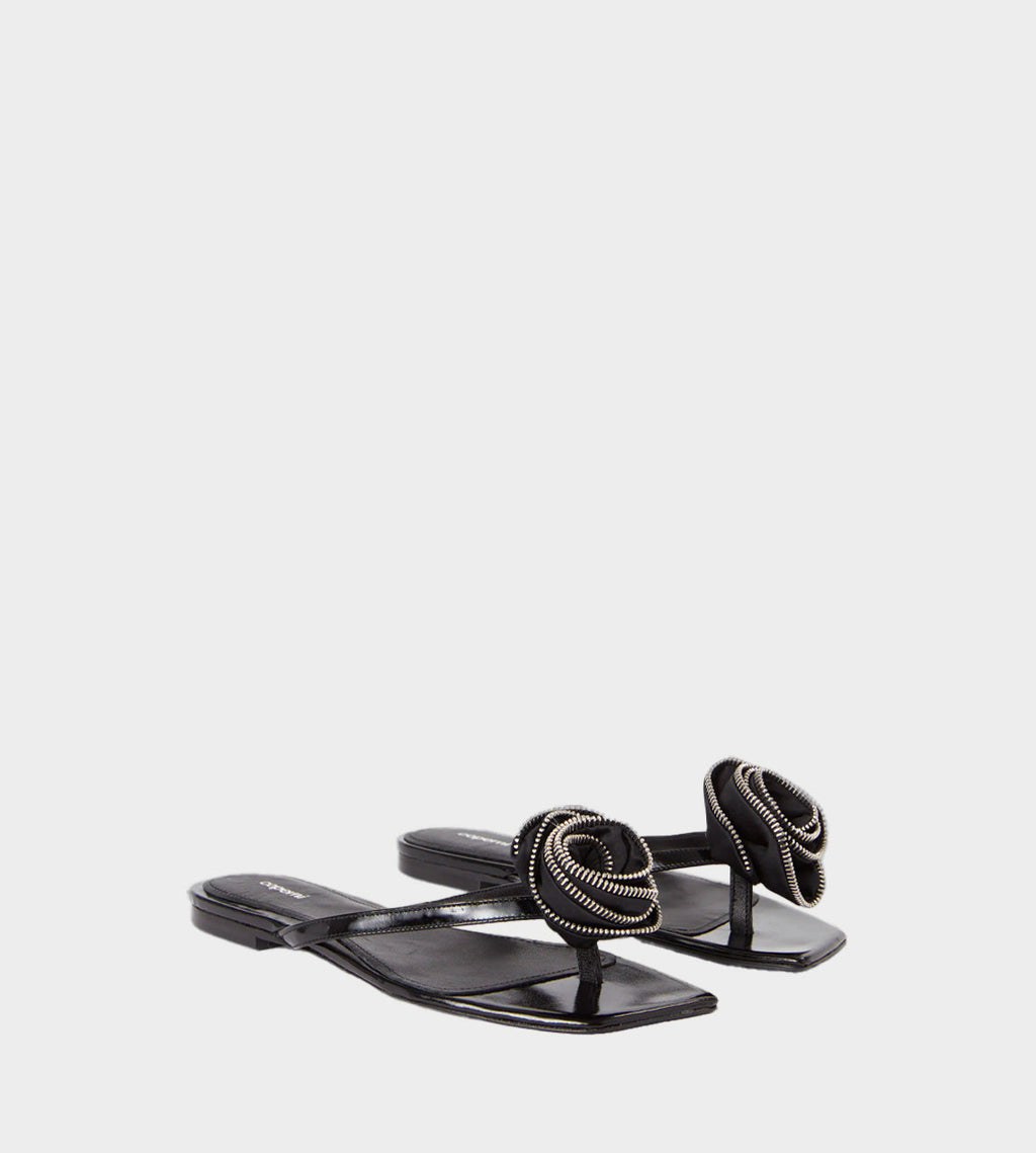 Coperni Zip Flower Slanted FlipFlop - Black