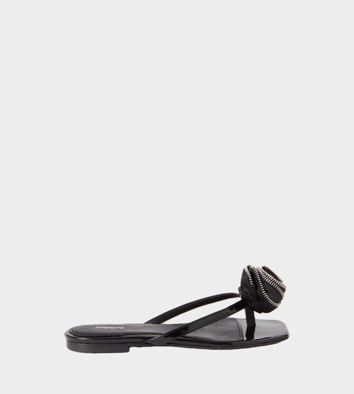 Coperni Zip Flower Slanted FlipFlop - Black
