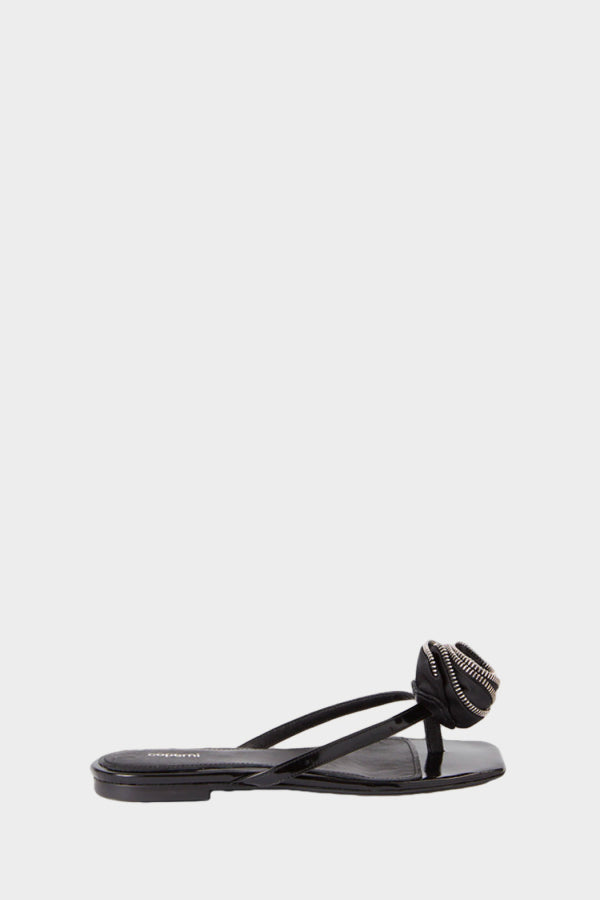Coperni Zip Flower Slanted FlipFlop - Black