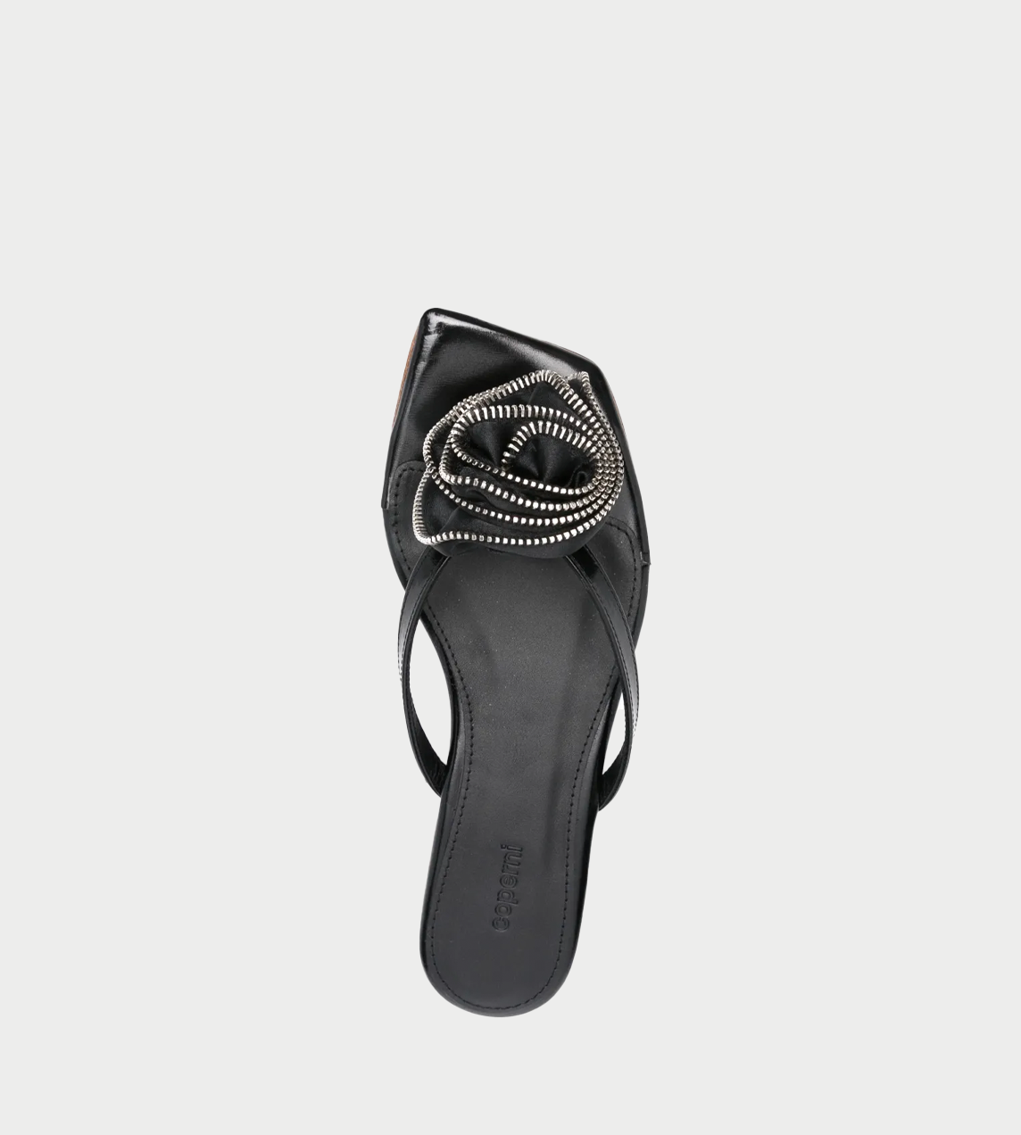 Coperni Zip Flower Slanted FlipFlop - Black