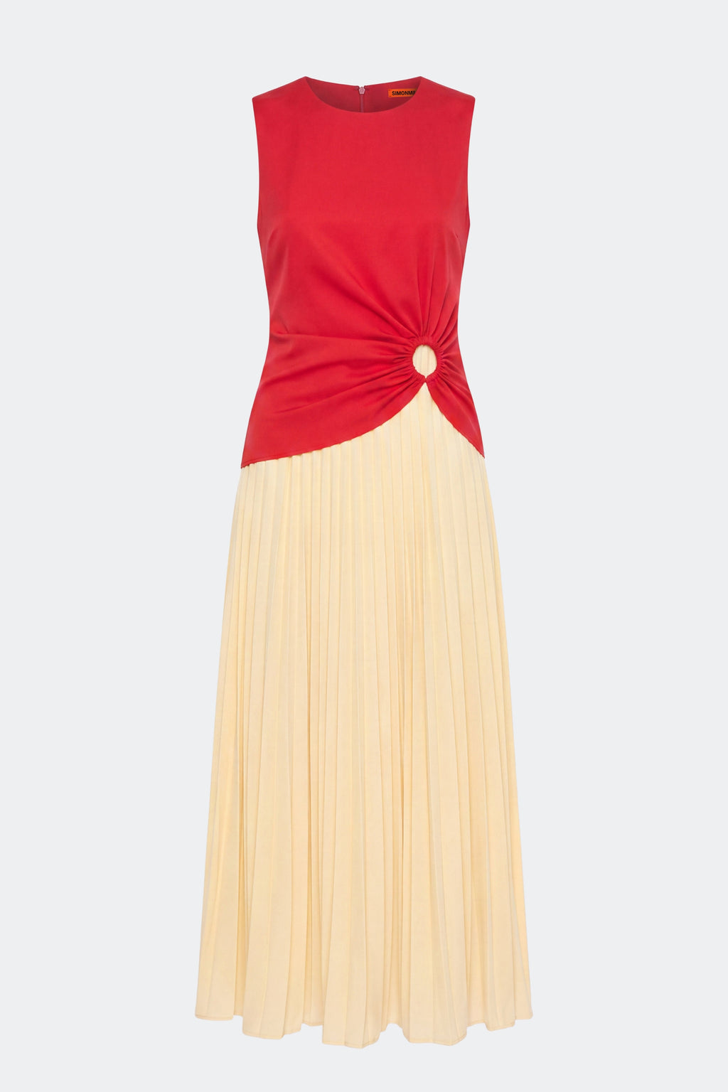 Simon Miller Cori Pleated Dress - Butter/Classic Red Combo