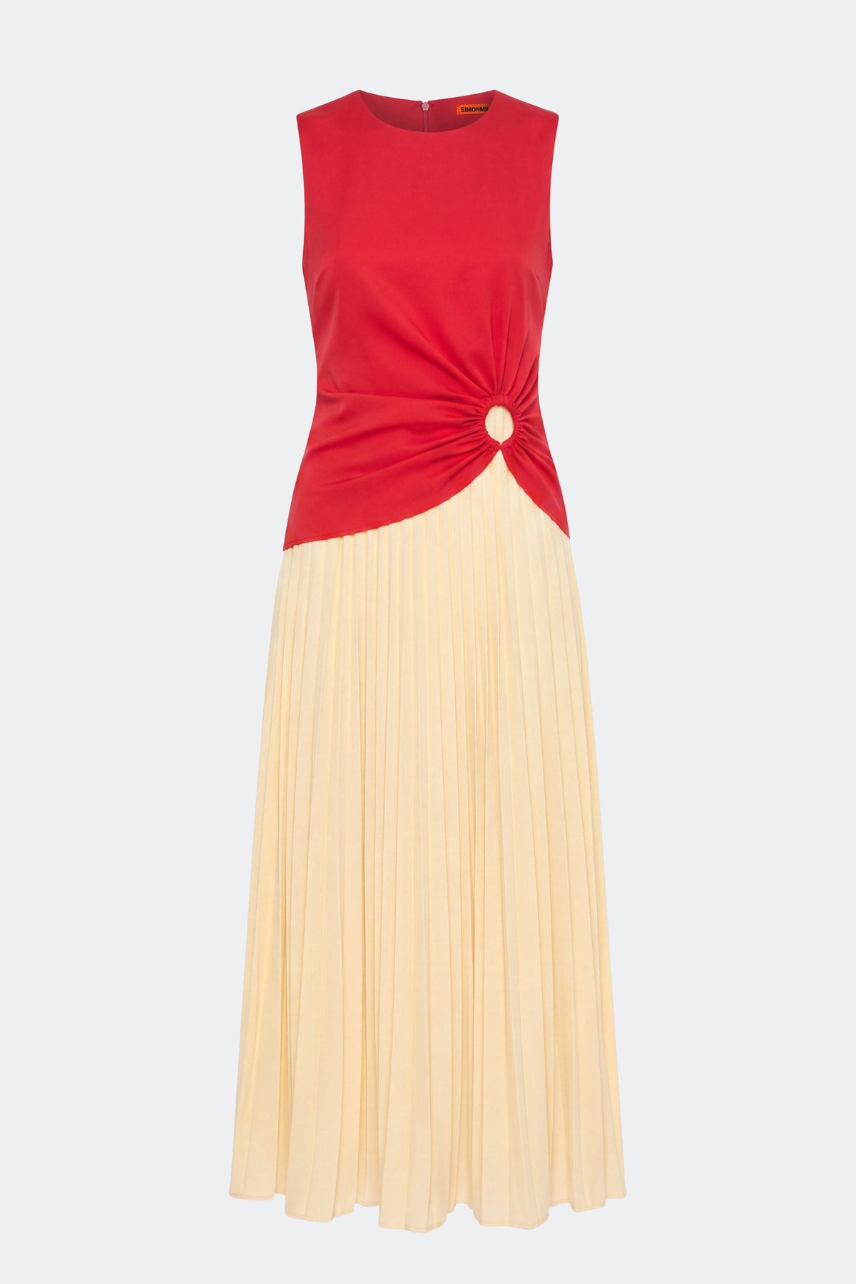Simon Miller Cori Pleated Dress - Butter/Classic Red Combo