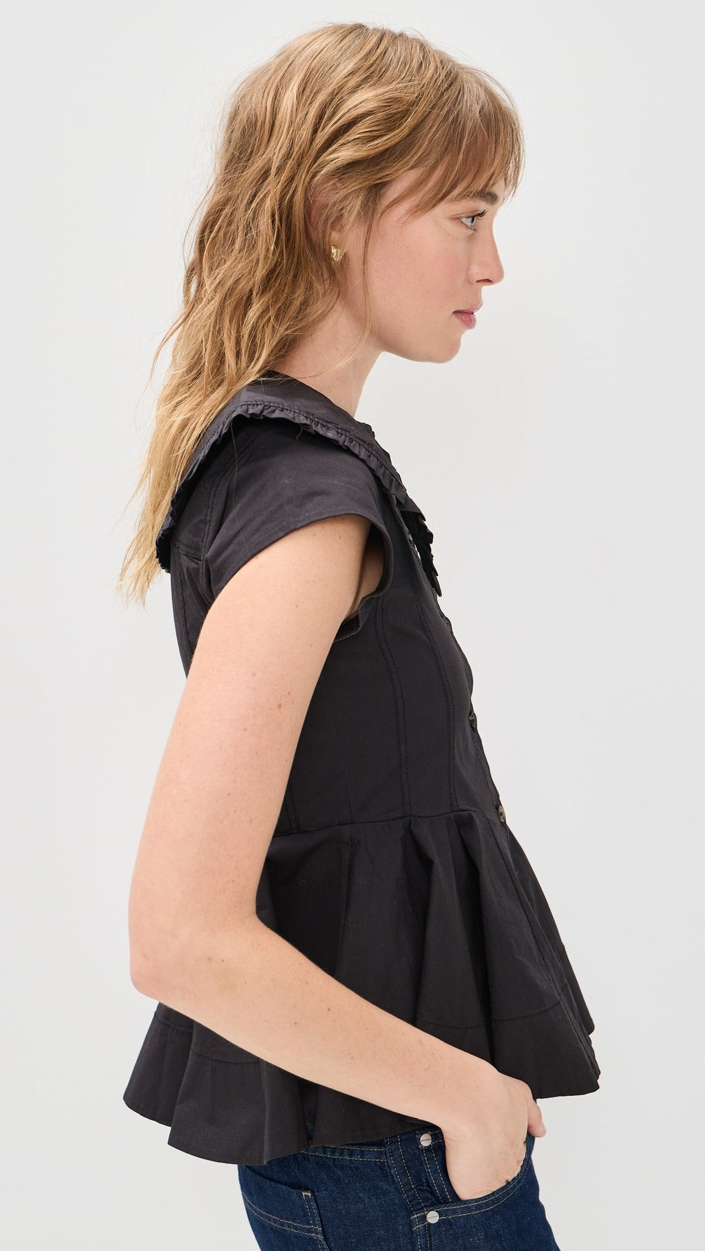 Ganni Cotton Peter Pan Collar Shirt