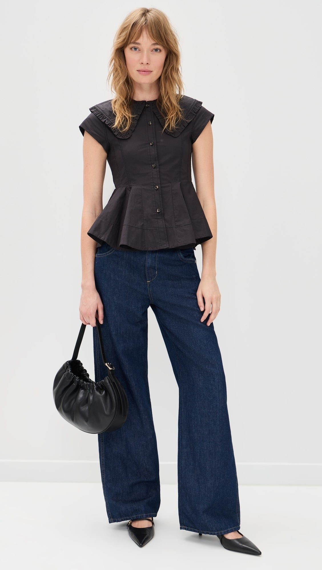 Ganni Cotton Peter Pan Collar Shirt