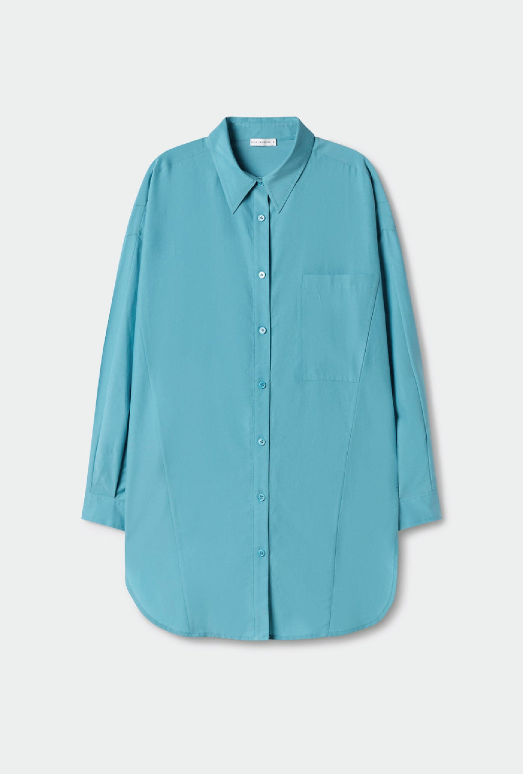 Silk Laundry Cotton Silk Round Shirt - Lake