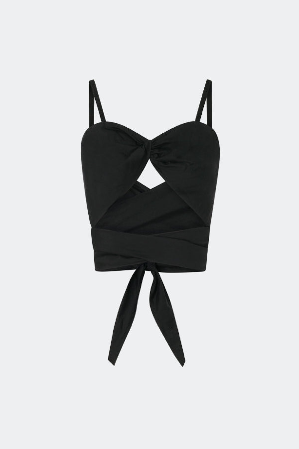 Silk Laundry Cotton Silk Twist Top - Black