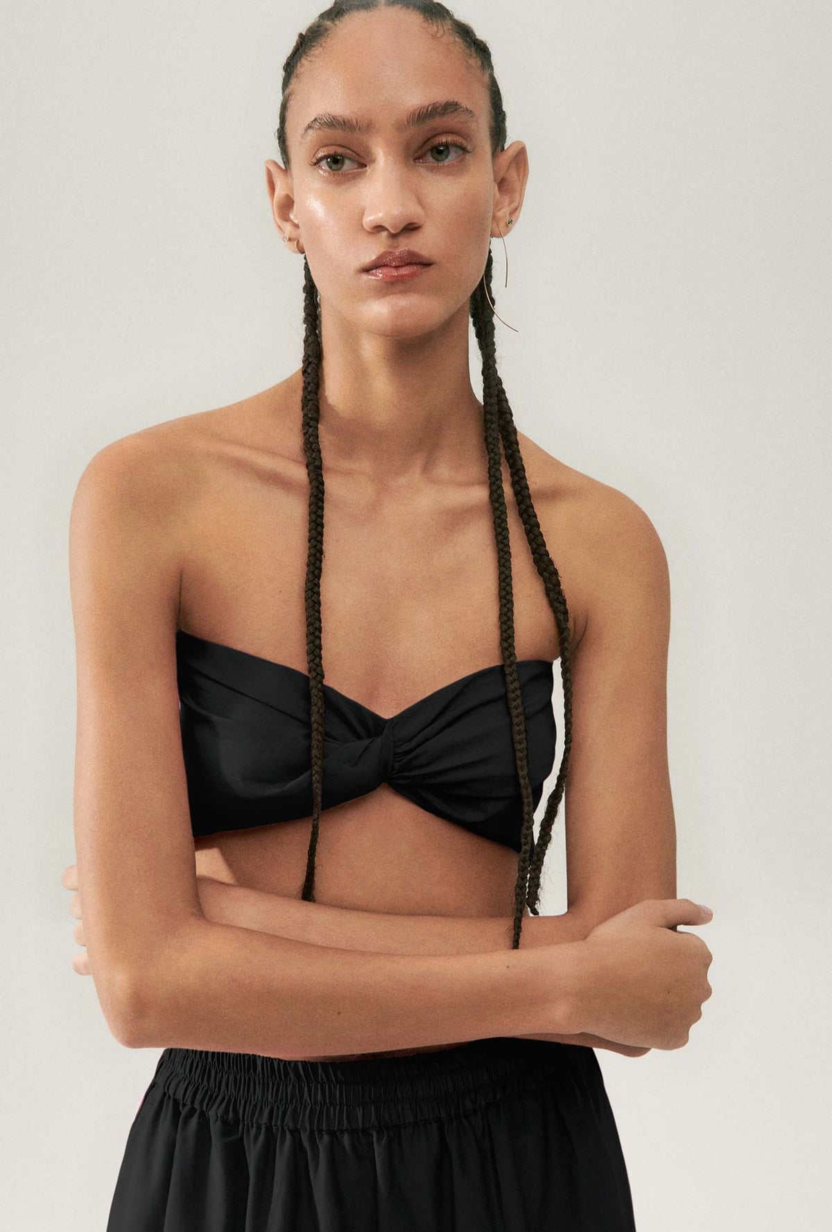 Silk Laundry Cotton Silk Twist Top - Black