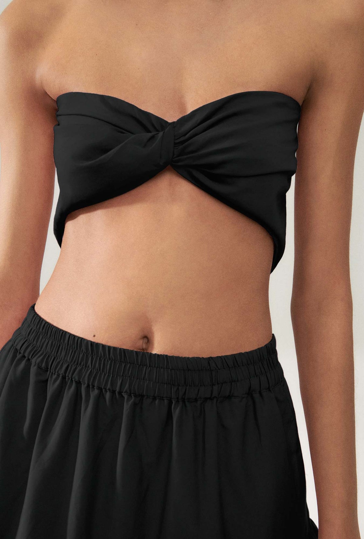 Silk Laundry Cotton Silk Twist Top - Black