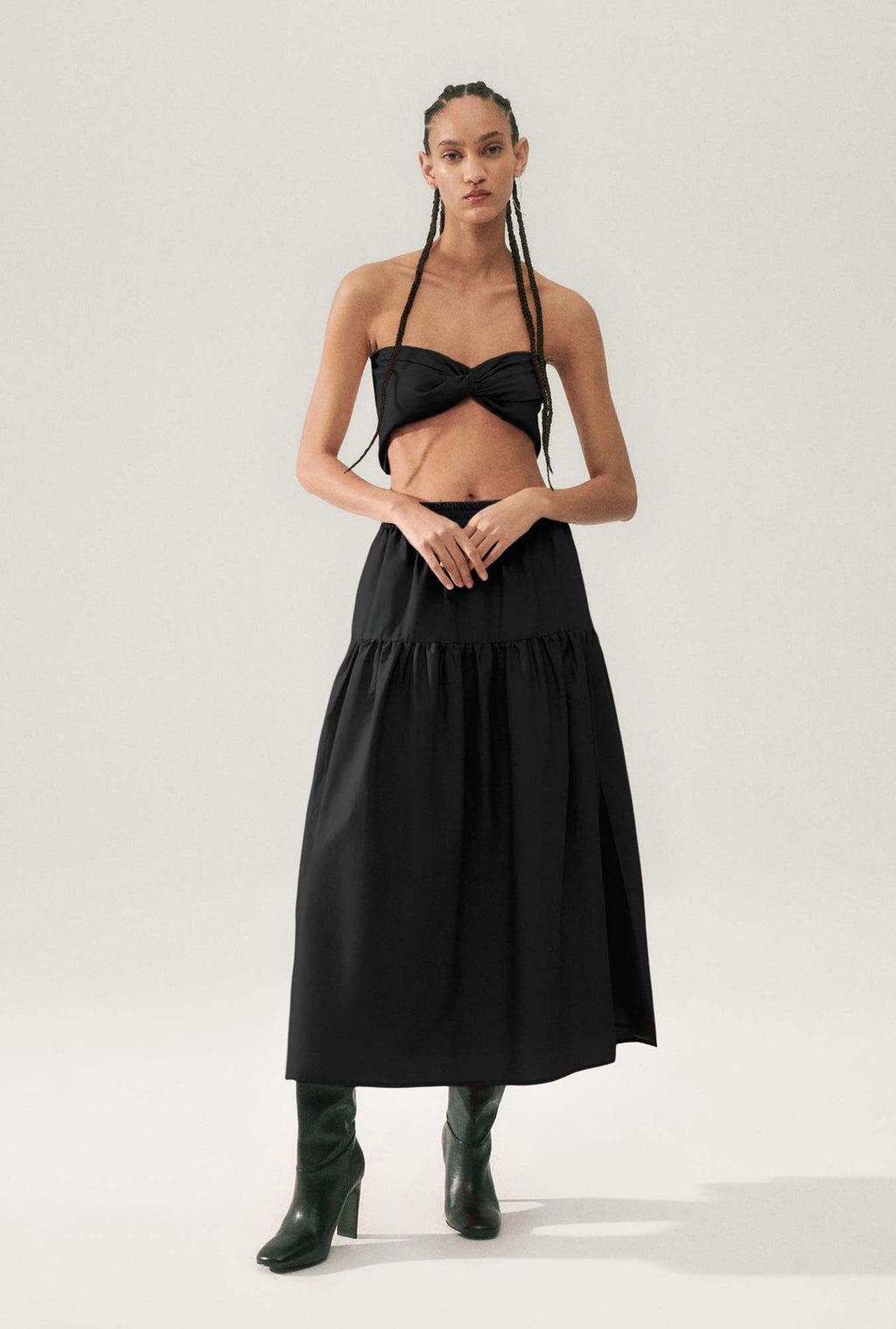 Silk Laundry Cotton Silk Twist Top - Black