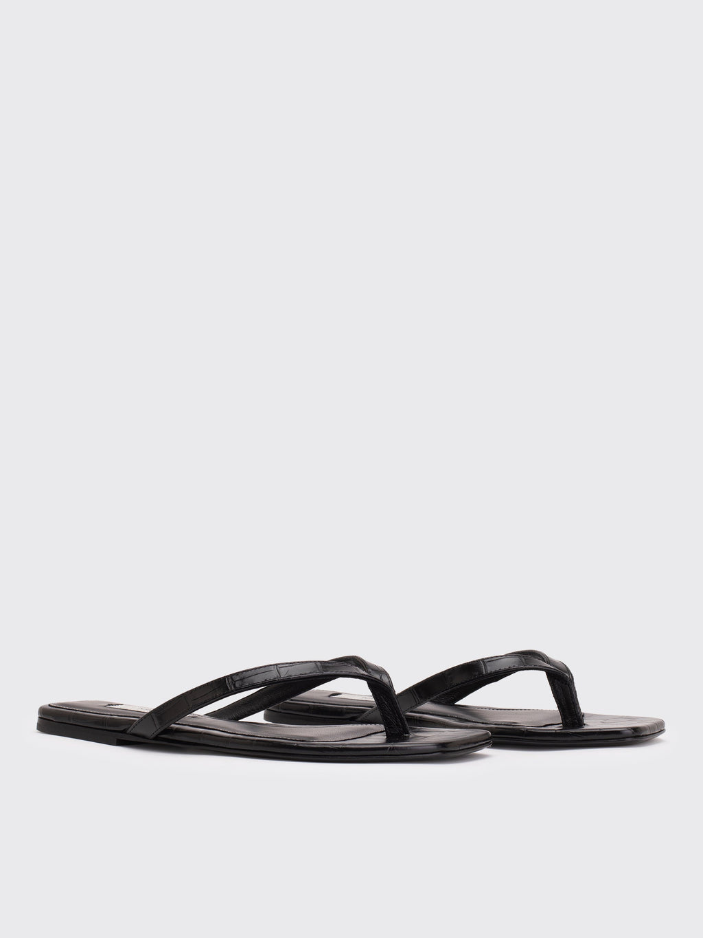 Totême Croco-Embossed Flip Flops - Black