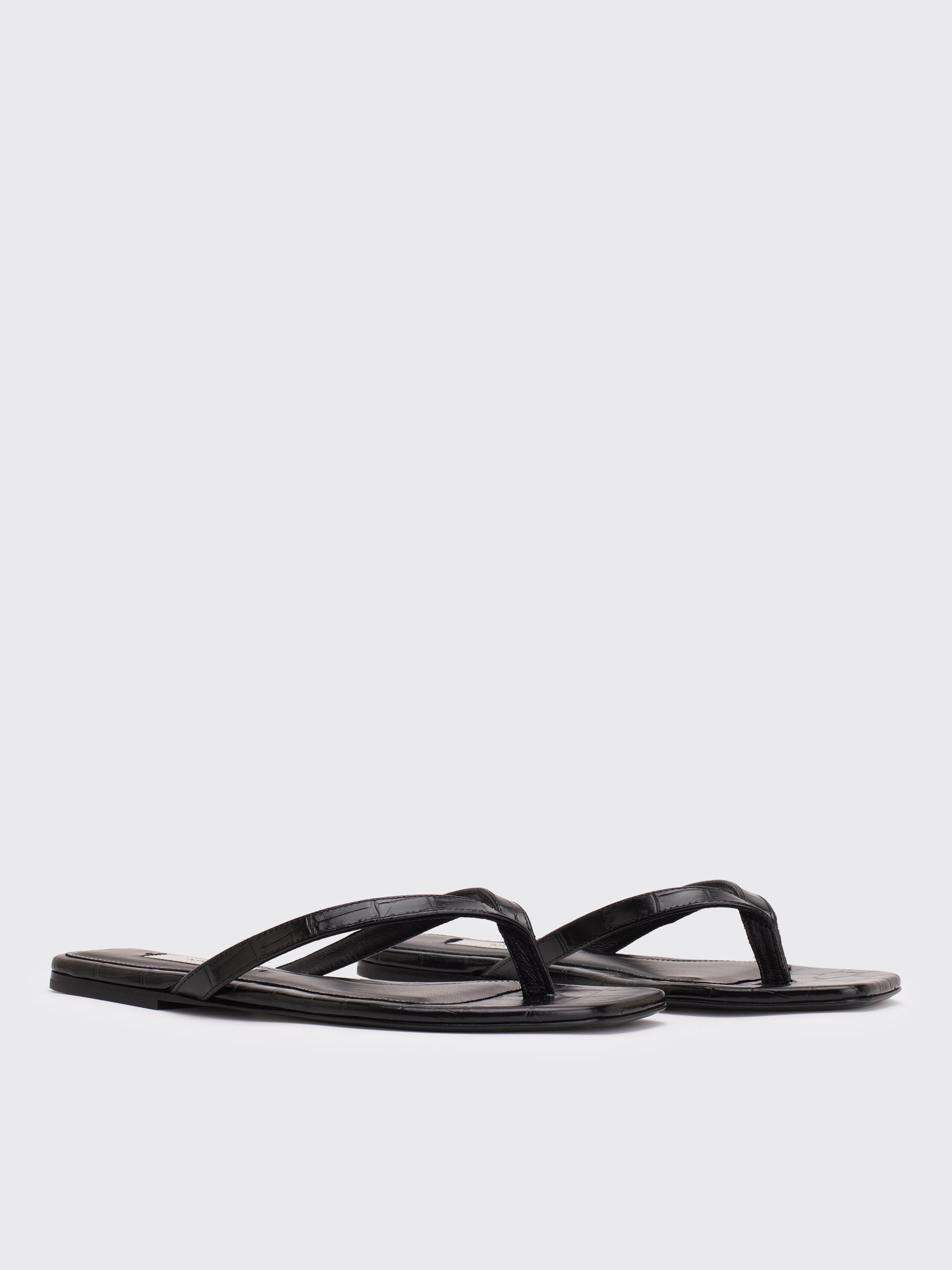 Totême Croco-Embossed Flip Flops - Black