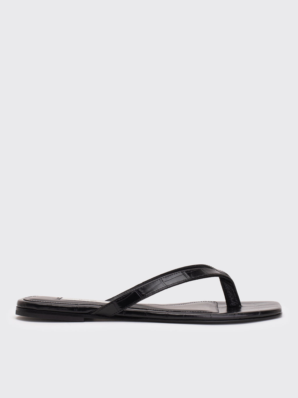 Totême Croco-Embossed Flip Flops - Black