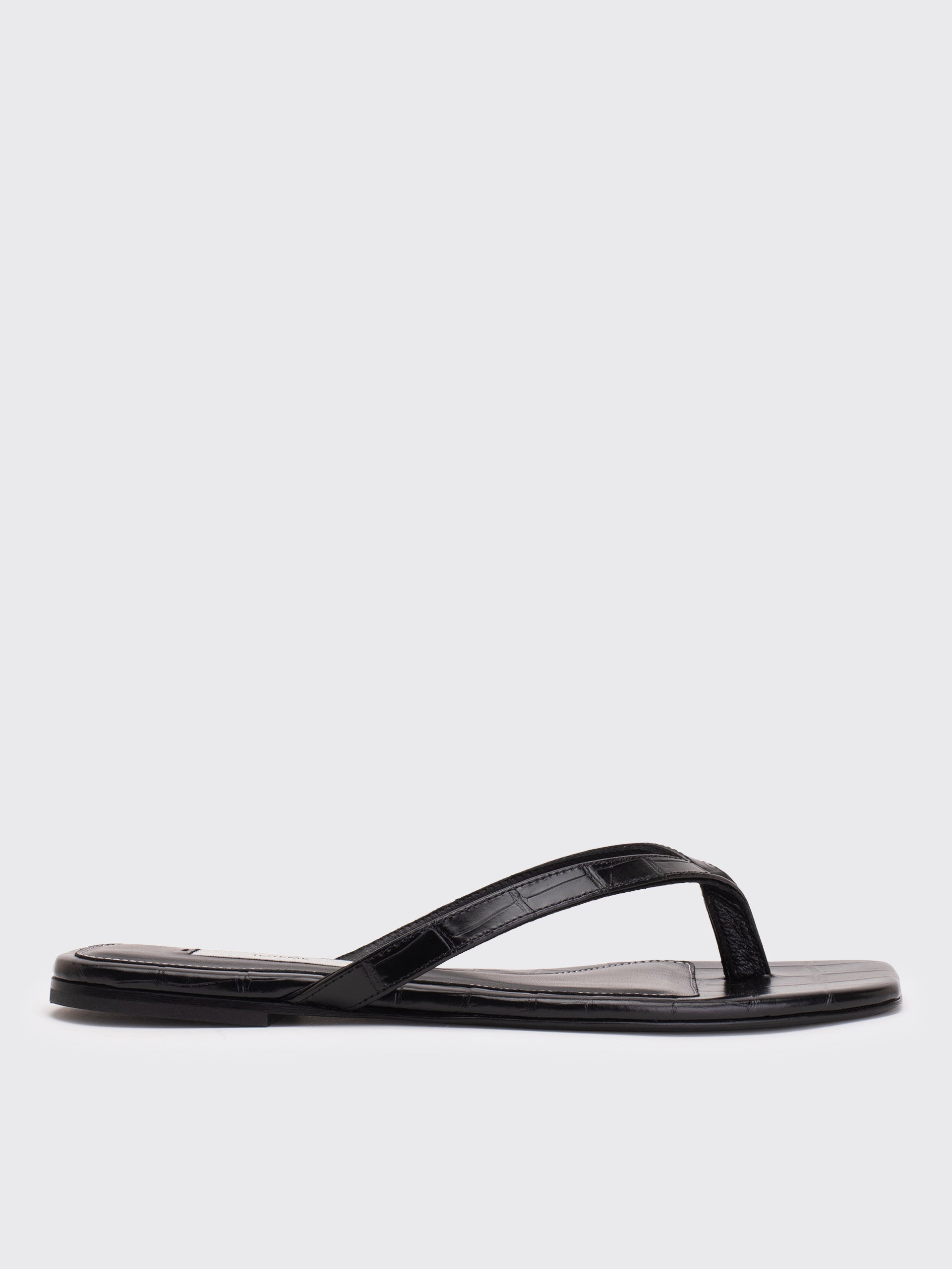 Totême Croco-Embossed Flip Flops - Black