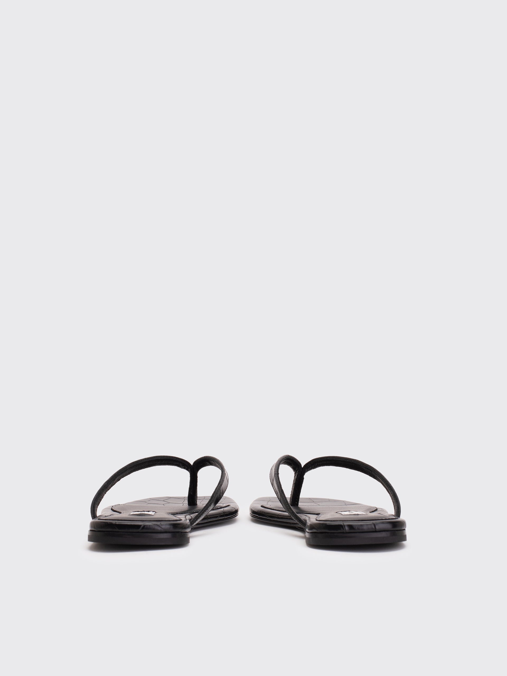 Totême Croco-Embossed Flip Flops - Black