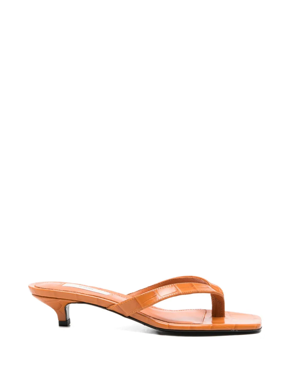 Totême Croco-embossed Heeled Flip Flops - Tangerine