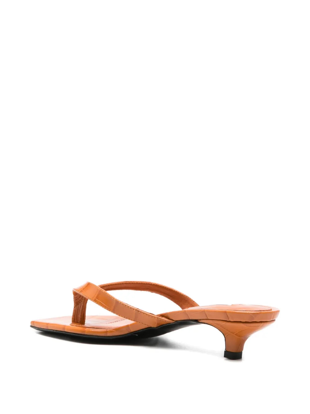 Totême Croco-embossed Heeled Flip Flops - Tangerine